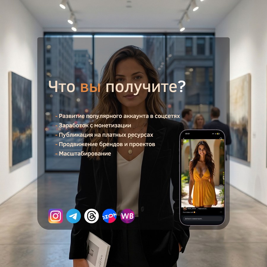Слайд «Что вы получите»: развитие аккаунта, монетизация, продвижение